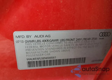 2014 Audi A4 Prestige z USA, uszkodzony, nr VIN WAUKFAFL5EN006561